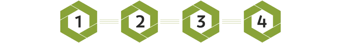 Green hexagonal chain with numbers.