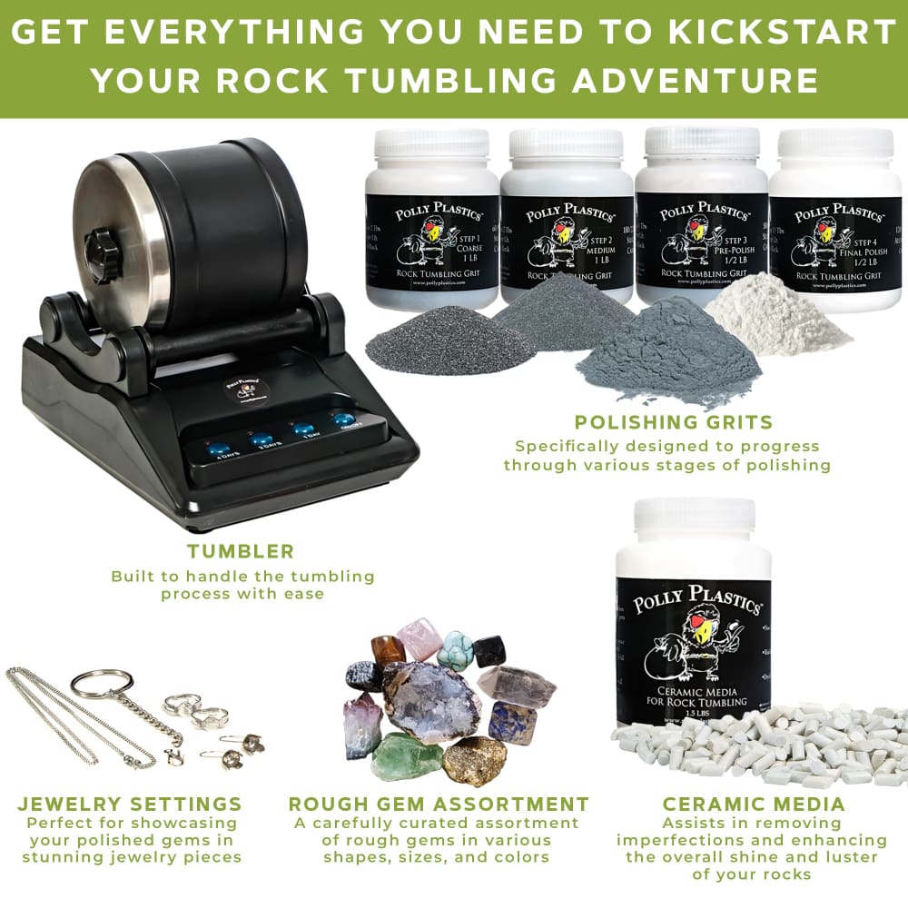 Advanced Rock Tumbler Kit Gem Polisher Includes Rough Stones and