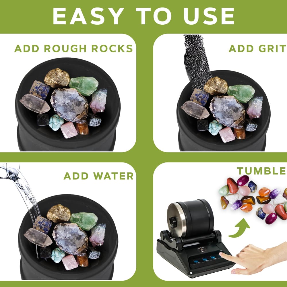 Rock Tumbler Refill Grit Media Kit (3lbs) by Polly Plastics | 4-Steps for Tumbling Stones